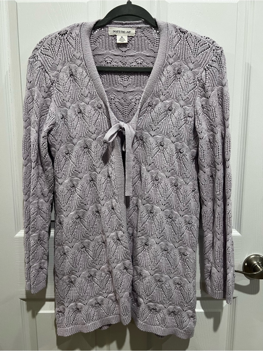Skye's the Limit Lavender Knit Tie-Front Cardigan